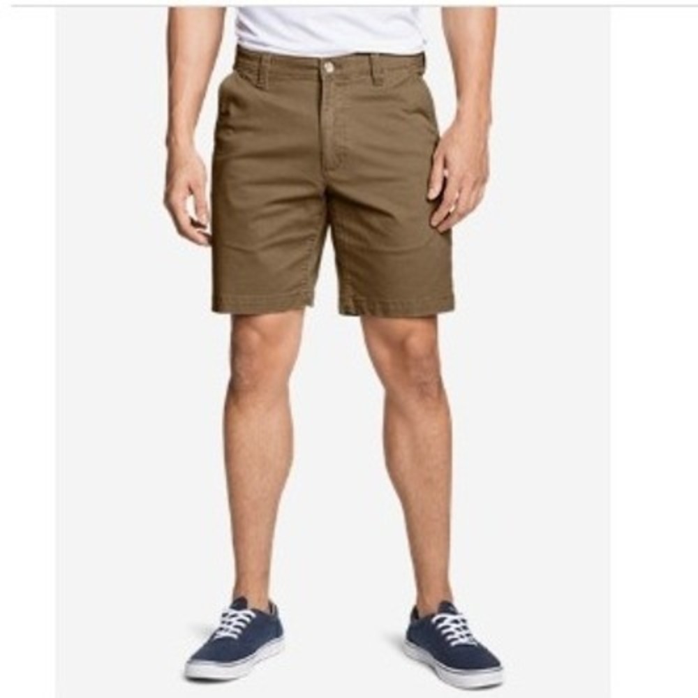 Eddie‎ Bauer Tan Men's Legend Wash Fit Slim Flat Front Chino Shorts 42 Inseam 9"